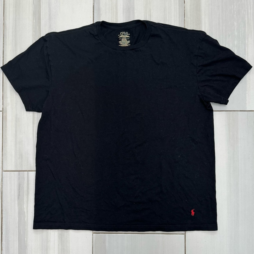 Polo Ralph Lauren Shirt Adult XL Black Red Pony Logo Bottom Crewneck Mens